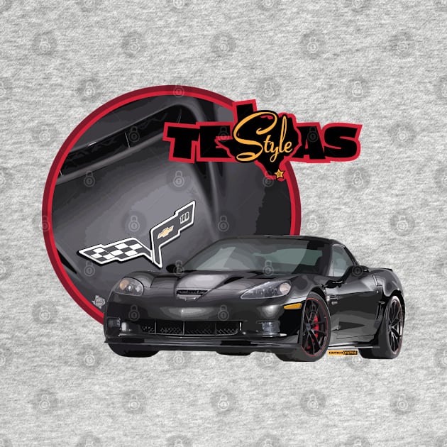 Texas-Style Black Corvette with red trim by CamcoGraphics